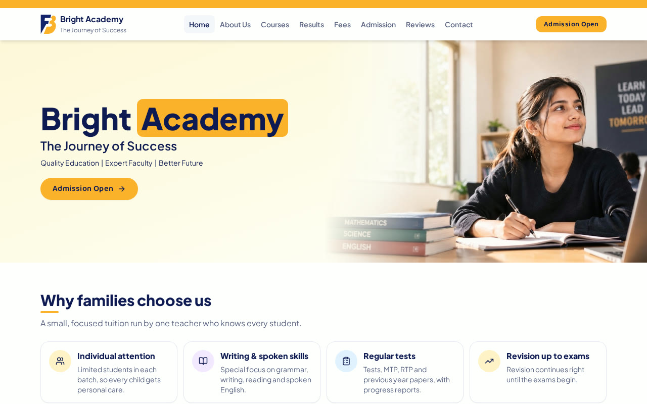 Bright Academy website preview